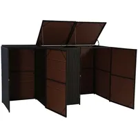 MCW 3er-Mülltonnenverkleidung MCW-E25, Mülltonnenbox Mülltonnenabdeckung, Poly-Rattan 3x120l braun