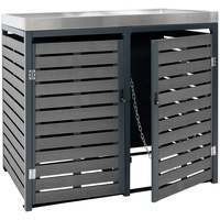 MCW 2er Mülltonnenverkleidung MCW-K14, Mülltonnenbox mit Pflanzkasten, 124x134x84cm WPC