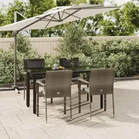 VidaXL 5-tlg. Garten-Essgruppe mit Kissen Schwarz und Grau Poly