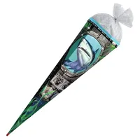 ROTH Schultüte Hai 85 cm, Glanzfolie Silbertüll Spezialborte und