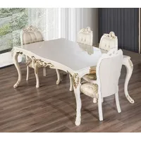 Casa Padrino Luxus Barock Esstisch Weiß / Gold -