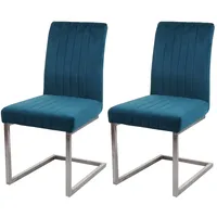 Mendler 2er-Set Freischwinger HWC-L14, Besucherstuhl Konferenzstuhl Stuhl, Samt Edelstahl