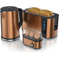 Arendo 3-teiliges Frühstücks-Set, 4 Scheiben Langschlitztoaster, Wasserkocher 1,5l, 3er