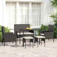 VidaXL Polyrattan Lounge Set 6-tlg. schwarz/weiß inkl. Kissen 319508