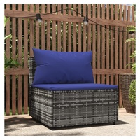 VidaXL Garten-Mittelsofa mit Kissen Grau Poly Rattan