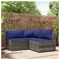 VidaXL 3-tlg. Garten-Lounge-Set mit Kissen Grau Poly Rattan