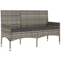 VidaXL Gartenbank 3-Sitzer mit Kissen Grau Poly Rattan
