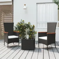 VidaXL Garten-Lounge-Set 3-tlg. schwarz