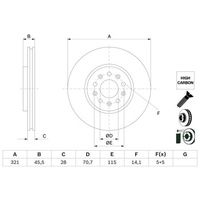 Bosch Bremsscheibe 0 986 479 F03 vorne, belüftet, hochkarbonisiert,