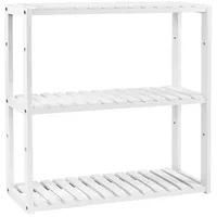 Songmics Badregal, Badezimmerregal, Bambus-Regal, mit 3 Ablagen, weiß