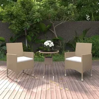 VidaXL 3-tlg. Garten-Essgruppe Poly Rattan Beige