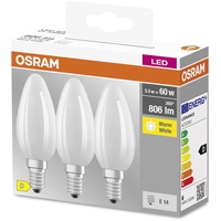 Osram LED-Lampe, CLA60, matt, E14 Kerzenform 5.5 W =