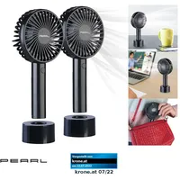Pearl 2in1-Hand- & Tisch-Ventilator, Akku- & USB-Betrieb, 3-stufig, Ø