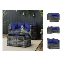 VidaXL 4-tlg. Garten-Lounge-Set mit Kissen Grau Poly Rattan
