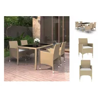 VidaXL 5-tlg. Garten-Essgruppe Poly Rattan und Hartglas Beige