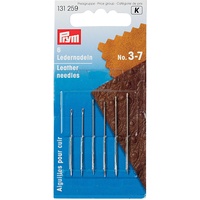 Prym 131259 Ledernadel, 6 Stück, silberfarbig (No 3-7), Silber