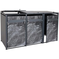 MCW 3er Mülltonnenverkleidung MCW-J82, Mülltonnenbox, erweiterbar, Metall 80kg, anthrazit