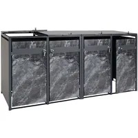 MCW 4er Mülltonnenverkleidung MCW-J82, Mülltonnenbox, erweiterbar, Metall 100kg, anthrazit