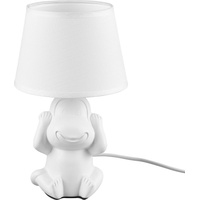 ETC Shop Nachttischleuchte Affe Tischlampe Keramik weiß Beistellleuchte Affe
