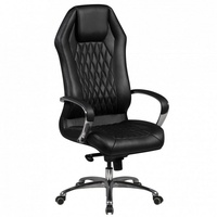 KADIMA DESIGN Chefsessel `Milano` Echtleder, Multiblockwippmechanik, Lendenwirbelunterstützung, Aluminiumfußkreuz. Schwarz,