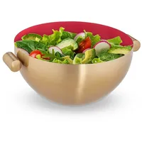 Relaxdays 4 x Servierschüssel Edelstahl 24,5 cm Dunkelrot,Gold