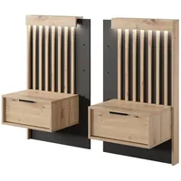 Feldmann-Wohnen Nachtkonsolen, Braun, Holz, 2 Schubladen, Rechteckig, 100x104x39 cm,