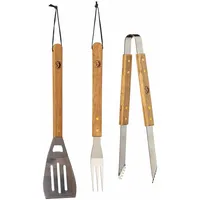 Best Sporting Grillbesteck Set 3-teilig Edelstahl Holzgriff
