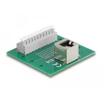 DeLock RJ50 Buchse zu Terminalblock mit Drucktaster für Hutschiene