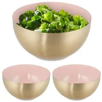 Relaxdays 3 x Salatschüssel Edelstahl, 2 L, runde Metallschüssel