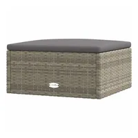 VidaXL Gartenhocker mit Kissen Grau Poly Rattan