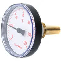 Afriso Bimetall-Thermometer 0-120 °C 63 mm, durch., Kunststoffgehäuse rot(ohne