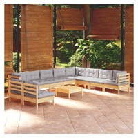VidaXL Garten-Lounge-Set 11-tlg. grau Kiefer