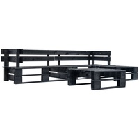 VidaXL 4-tlg. Garten-Paletten-Sofagarnitur Schwarz Holz