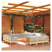 VidaXL Garten-Lounge-Set 14-tlg. grau Kiefernholz