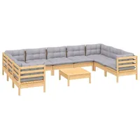 VidaXL Garten-Lounge-Set 10-tlg. grau Kiefernholz
