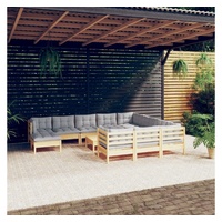 VidaXL Garten-Lounge-Set 12-tlg. grau Kiefernholz