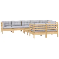 VidaXL Garten-Lounge-Set 9-tlg. grau Kiefer