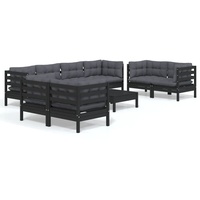 VidaXL Garten-Lounge-Set 9-tlg. Kiefer Massivholz schwarz
