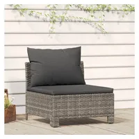 VidaXL Garten-Mittelsofa mit Kissen Grau Poly Rattan