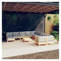VidaXL Garten-Lounge-Set 12-tlg. grau Kiefernholz
