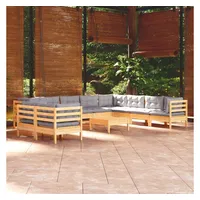 VidaXL Garten-Lounge-Set 11-tlg. grau Kiefer