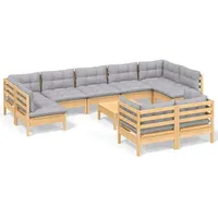 VidaXL Garten-Lounge-Set 10-tlg. grau