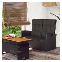 VidaXL Gartenbank mit Liegefunktion & Kissen Schwarz 118cm Poly