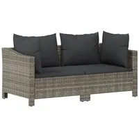 VidaXL Polyrattan Lounge-Set 2-tlg. mit Kissen grau
