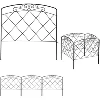 Relaxdays Beetzaun, 4-teilige Beetumrandung für Garten, Dekozaun Metall, antikes