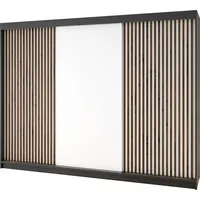 Mebloland Schwebetürenschrank, 3-türig mit 4 Schubladen, und 3D-Lamellen. Verschiedene