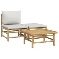 VidaXL Garten-Lounge-Set 3-tlg. grau Bambus