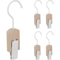Relaxdays Garderobenhaken 5er Set Weiß/Natur
