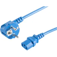 S/conn Kaltgeräte Netzkabel Schutzkontakt-Stecker abgewinkelt IEC320-C13 Buchse blau -
