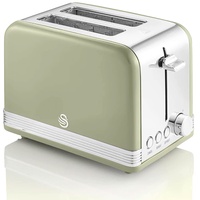 Swan Retro ST19010GNEU 2-Scheiben-Breitschlitz-Brottoaster, Vintage Design, 3 Funktionen: 6